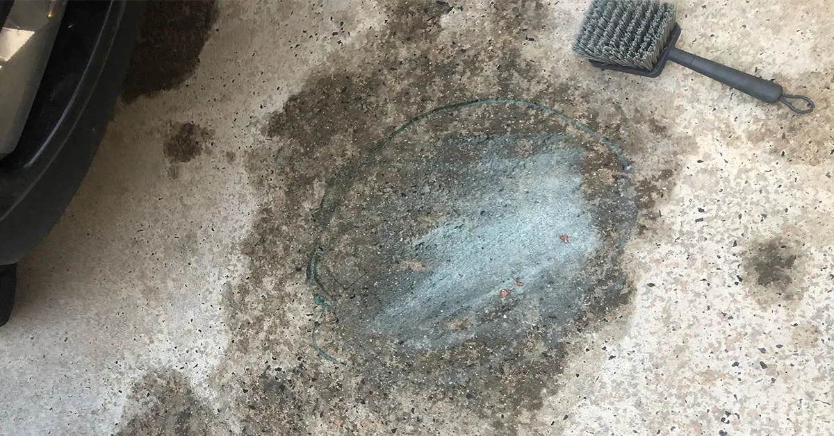oil stains on driveway